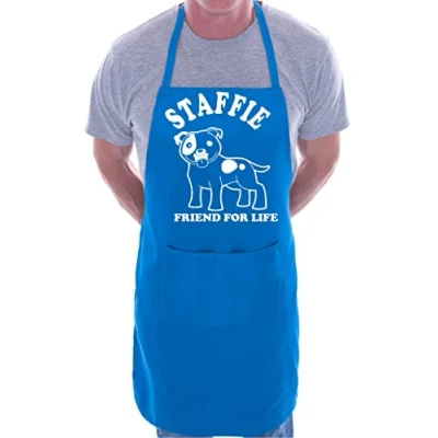 Image of Print4U Staffie Dog Lover BBQ Cooking Funny Novelty Apron Blue