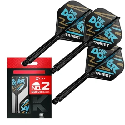 Image of TARGET Darts Phil Taylor K Flex Flights and Shaft System, No.2 Pack of 3 Kflex All In One Flights, Player Edition Accessories Dart Stem Medium (33mm)