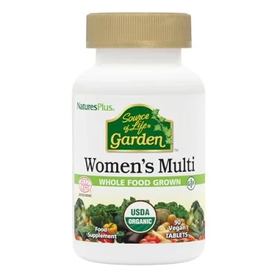 Image of NaturesPlus Source of Life Garden Organic Women’s Multi Vegan Multivitamin for Women Energy, Immune Support Iron, Methyl B12, Biotin, Maca, Cranberry Vegan, Gluten Free 90 Tablets