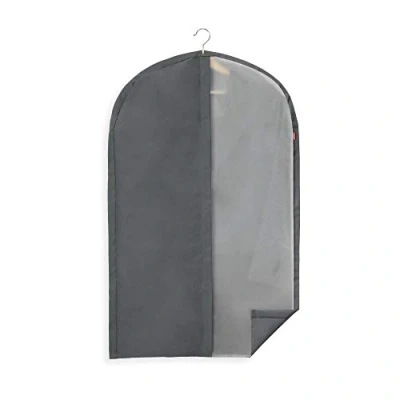 Image of Rayen Wardrobe Clothes Zip up Hanging Suit Dress Cover Resistant to dust, Moisture and Moths, Polyester, Dark Grey/Translucent, 100X60
