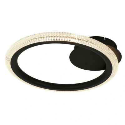 Image of Ring Integrated Led Semi Flush Light Matt Black, Transparent 3000K 893Lm