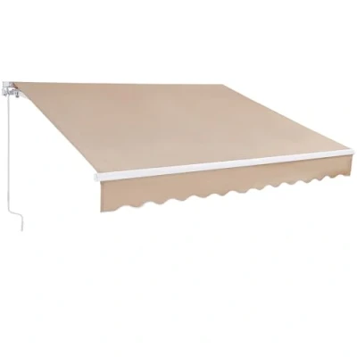 Image of VEVOR Manual Retractable Awning, 8 x 7 ft Outdoor Patio Awning Sun Shade, Water Resistant Polyester Door Window Sunshade Shelter with Crank Handle for Backyard, Balcony