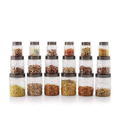 Image of Cello Checkers Plastic PET Canister Set, 18 Pieces, Clear