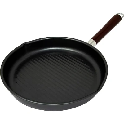 Image of 25CM Non Stick Fry PAN Grill Cooking Griddle BBQ Steak Cook Fish Wooden Handle