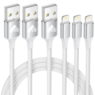 Image of 3Pack 2M iPhone Charger Cable, MFi Certified Lightning Cable Fast Charging Braided Lead USB for 14 13 12 11 Pro Max XS XR X 8 7 6 Plus 5 SE,iPad