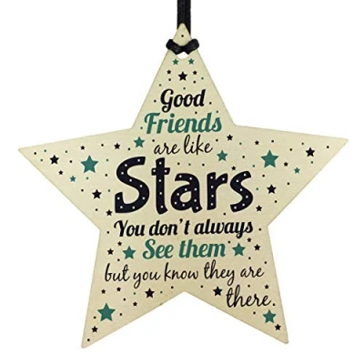 Image of RED OCEAN BEST FRIEND Birthday Christmas Keepsake Gift Wooden Star Friendship Thank You Plaque