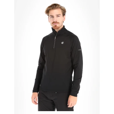Image of Dare2b Fuse Up II Core Stretch Lightweight Quick Drying Half Length Zip Inner Chin Guard Midlayer Black, X Large