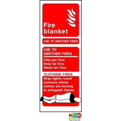 Image of Fire I.D Blanket Sign Self adhesive sticker 200mm x 80mm
