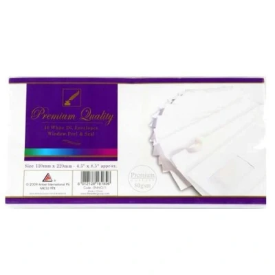 Image of Anker International, Stationery, 40 Dl Envelopes White