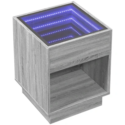 Image of vidaXL Bedside Table with Infinity LED Grey Sonoma 40x40x50 cm