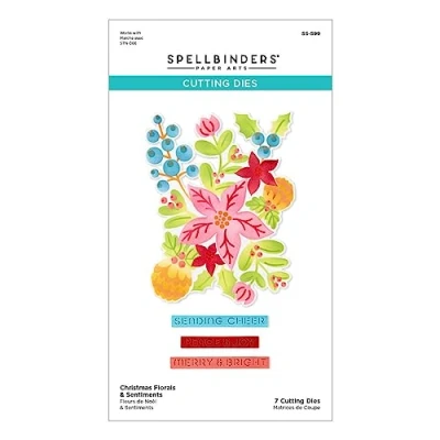 Image of Spellbinders Christmas Florals &amp; Sentiments Etched Dies from The Classic Collection