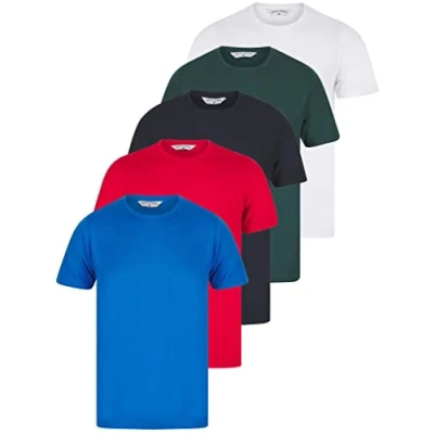 Image of Tokyo Laundry Mens Multi 5 Pack Cotton Short Sleeve Crew Neck T Shirts Multicolour Size X Large