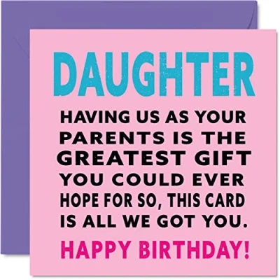 Image of Funny Birthday Cards for Daughter Greatest Gift Joke Happy Card from Mum Dad, Gifts, 145mm x Greeting