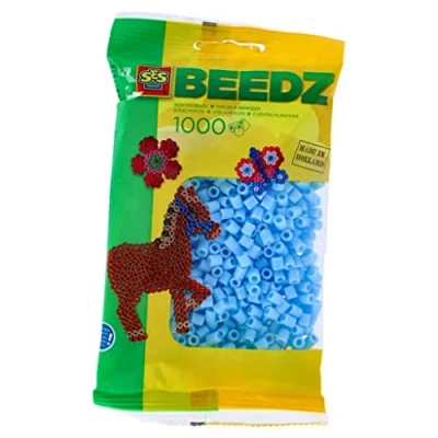Image of SES Creative 00714 Children&#039;s Packet of 1000 Light Blue Iron on Beads