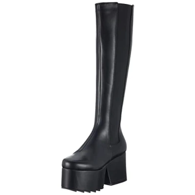 Image of LAMODA Women&#039;s Keep Watching Knee high boot, Black PU, 6 UK