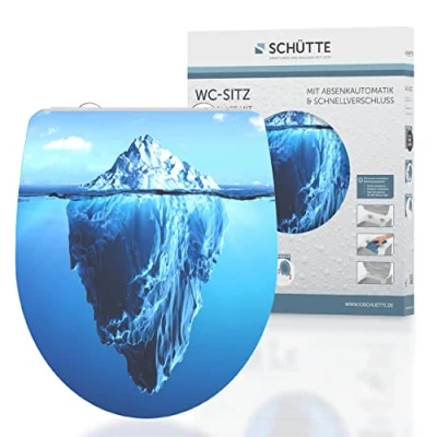 Image of Schütte Iceberg Duroplast HG, high Gloss Soft Close Mechanism, Quick Release for Easy Cleaning, max. Load of The Toilet seat 150 kg, Motif 82579
