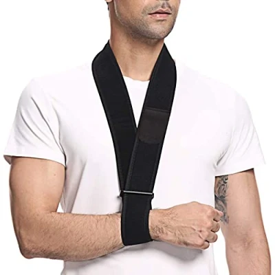 Image of supregear Arm Sling, Adjustable Collar and Cuff Sling Immobilizer Lightweight Neck Support Simple Breathable Medical Shoulder for Men Women, One Size Fits All (Dark Gray)