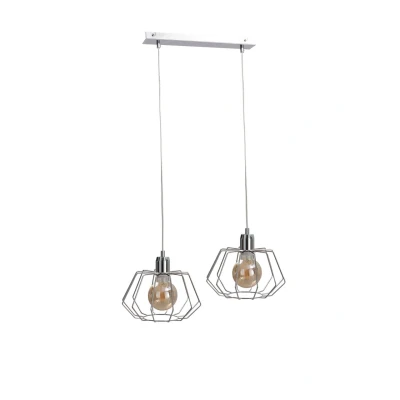Image of Luna Bar Pendant Ceiling Light Silver, 53cm, 2x E27