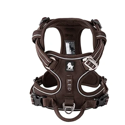 Image of WINHYEPET True Love No Pull Dog Harness Extra Reflective Pet for Small Medium Large Dogs Adjustbale Running Walking Padded Soft Mesh Vest Easy Control TLH56512(Brown,M)