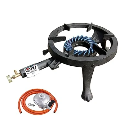 Image of NJ GB 24 Gas Boiling Ring Cast Iron Burner Large Cooker LPG Stove Outdoor 8kW (Butane 21mm Clip on)
