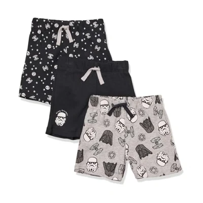 Image of Amazon Essentials Disney Marvel Star Wars Baby Boys&#039; Shorts, Pack of 3, Tiny Trooper, Premature