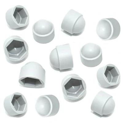Image of TERF® M6 White Plastic Hex Nut Bolt Dome Cap Cover (10mm Spanner) and Protective Caps Hexagonal Pack of 20