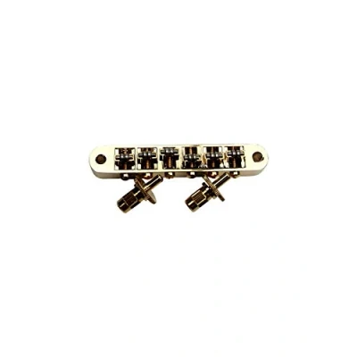 Image of Guyker Guitar Roller Saddle Bridge Tune O Matic Bridges with Post Hole 4.2mm Replacement Compatible Gibson Les Paul LP SG 6 String Electric BM015 (Golden)