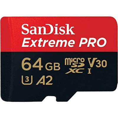 Image of SanDisk 64GB Extreme PRO microSDXC card + SD adapter RescuePro Deluxe, up to 200 MB/s, with A2 App Performance, for smartphones, action cameras or drones UHS I Class 10 U3 V30