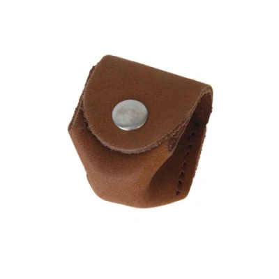 Image of Pool/Billiards/Snooker Artificial Leather Cue Chalk Holder Pouch with Lip and Snap Brown