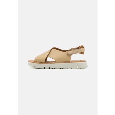 Image of Camper Oruga Sandals, Women&#039;s, Size: 8, Beige Leather and textile
