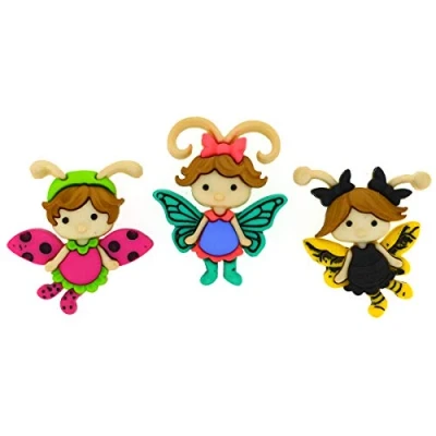 Image of Dress it Up Button Flutter Bugs 29 x 23 33 25 mm 3 pcs. Multicolour, Multi Colour, 10 8 1 cm