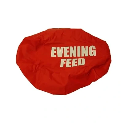 Image of Horse/Pont Feed Bowl Bucket Elasticated Cover EVENING RED