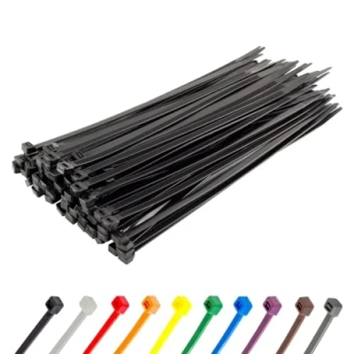 Image of Gocableties Heavy Duty Long Black Cable Ties, 370mm x 7.6mm, Pack of 100, Nylon Zip Plastic Tie Wraps, Secure Self Locking Mechanism, for Home, Garden, Office and DIY