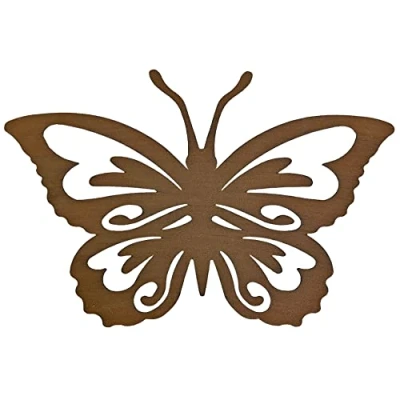 Image of Farmwood 35cm Brown Metal Garden Butterfly Wall Art Ornament Outdoor Insect Decoration