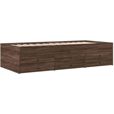 Image of vidaXL Daybed with Drawers without Mattress Brown Oak 100x200 cm
