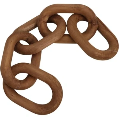 Image of Wooden Chain Ornament Natural Decoration Large Link Table Decor for Rustic Home &amp; Holiday Styling 54cm