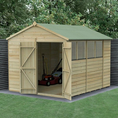 Image of 10&#039; x 8&#039; Forest Beckwood 25yr Guarantee Shiplap Pressure Treated Double Door Apex Wooden Shed (3.01m 2.61m)