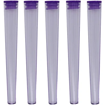 Image of Cherry on Top King Size Cone Holder Air Tight Hard Plastic Tube Smoking Rolling Cig Tube, 5 Holders Purple