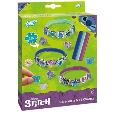 Image of TM ESSENTIALS Stitch Bracelet Set of 18 Charms for Kids Yellow Blue and Red Charm Bracelets Creative DIY Unique Jewellery Fun with Cute Motifs, 14 Cm, Rubber, No Gemstone Suits Ages 4+