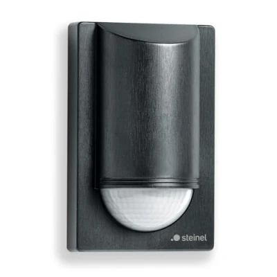 Image of Steinel Motion Sensor is 2180 ECO Black, 180/12 m PIR Sensor, 350 W LED Switching Load, Wall Anti Creep Protection