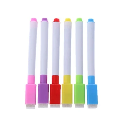 Image of 6Pcs/Set Whiteboard Erasable Marker Pen with Eraser School Supplies