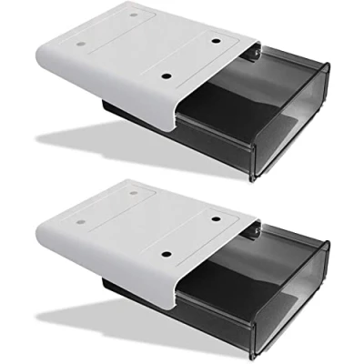 Image of Under Desk Drawer Organizer,2 Pack Self Adhesive Attachable Storage Drawer, Hidden Slide out, Stick on Mounted for Office Home Closet Stationery