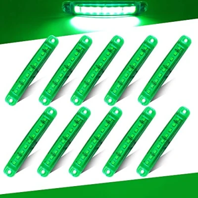 Image of Teguangmei 10Pcs Green Side Marker Lights 12 24V 9LED Indicator Front Rear LED 3.9&#039;&#039; Position Lamps for Trailer Truck Lorry Van Caravan Light