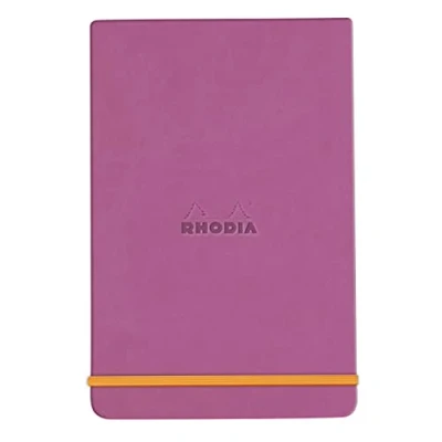 Image of RHODIA 194394C Hard Notebook Webnotepad Lilac A5 Lined 192 Detachable Pages Clairefontaine Ivory Paper 90 g/m Bookmark, Elastic Closure Faux Leather Cover Rhodiarama