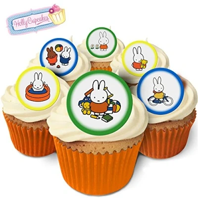Image of 24 Fabulous Pre Cut Edible Wafer Cake Toppers: Miffy