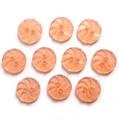 Image of Whirl Swirl 2 Hole Round Buttons 15mm Wide Pack of 10 (Peach)
