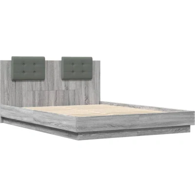 Image of vidaXL Bed Frame with LED without Mattress Grey Sonoma 120x200 cm