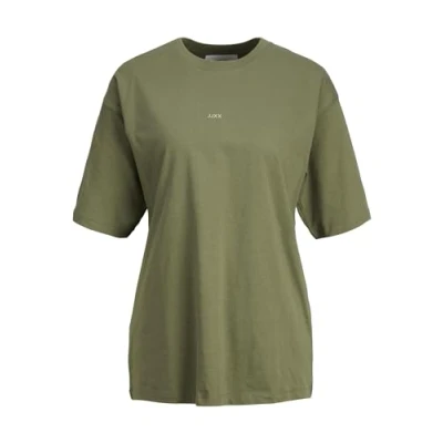 Image of JJXX Women&#039;s Jxandrea Ss Loose Every Tee Noos T Shirt, Four Leaf Clover/Print:Loden Frost Logo, Large