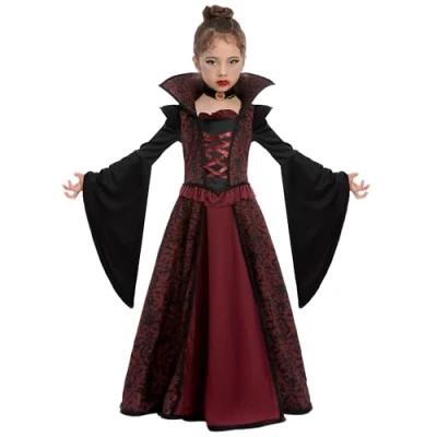 Image of Spooktacular Creations Royal Vampire Costume Set for Girls Halloween Dress Up Party, Role Playing, Carnival Cosplay, Themed Party (Medium (8 10 yrs))