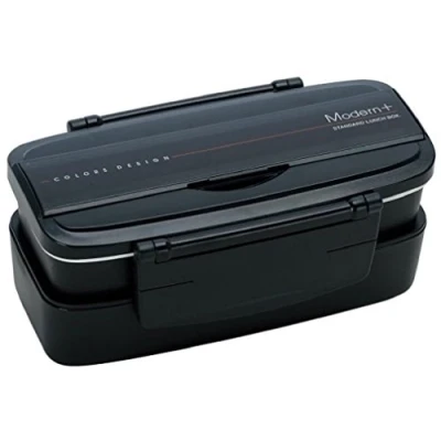 Image of Skater Japanese Modern/Traditional Compartmental 2 Tier Bento Lunch Box, 900ml, Chopsticks